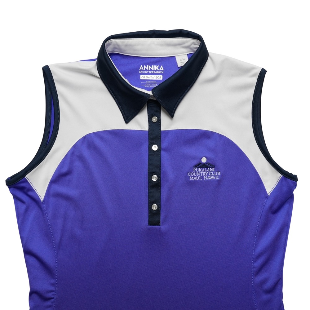 Annika Cutter Buck Sleeveless Golf Polo Womens Medium Pukalani Country Club Maui